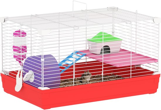 PawHut Hamsterkooi - Metaal - 47x30x27cm - Wit