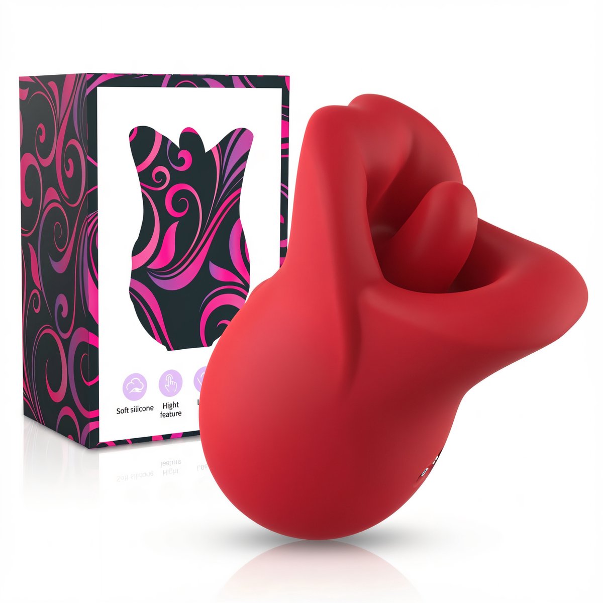 SF Toys – Rode Tong Vibrator – 10 Standen – 360° Draaiend – USB Magnetisch Oplaadbaar – IPX5 Waterbestendig – Bionisch Ontwerp voor Realistische Bewegingen