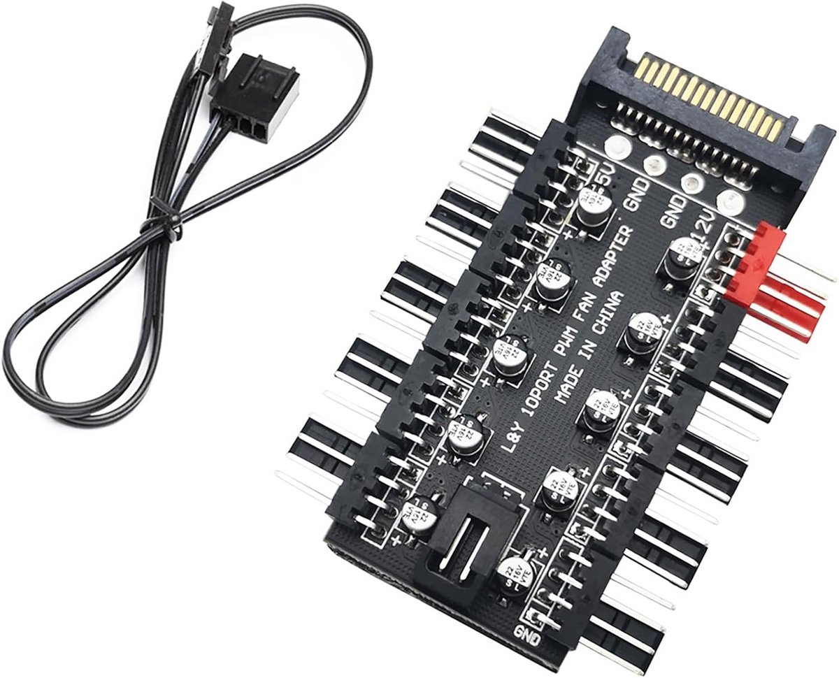 PWM Ventilator Hub met 10 Poorten - 4-Pin & 3-Pin PC Koeler Verdeelstuk