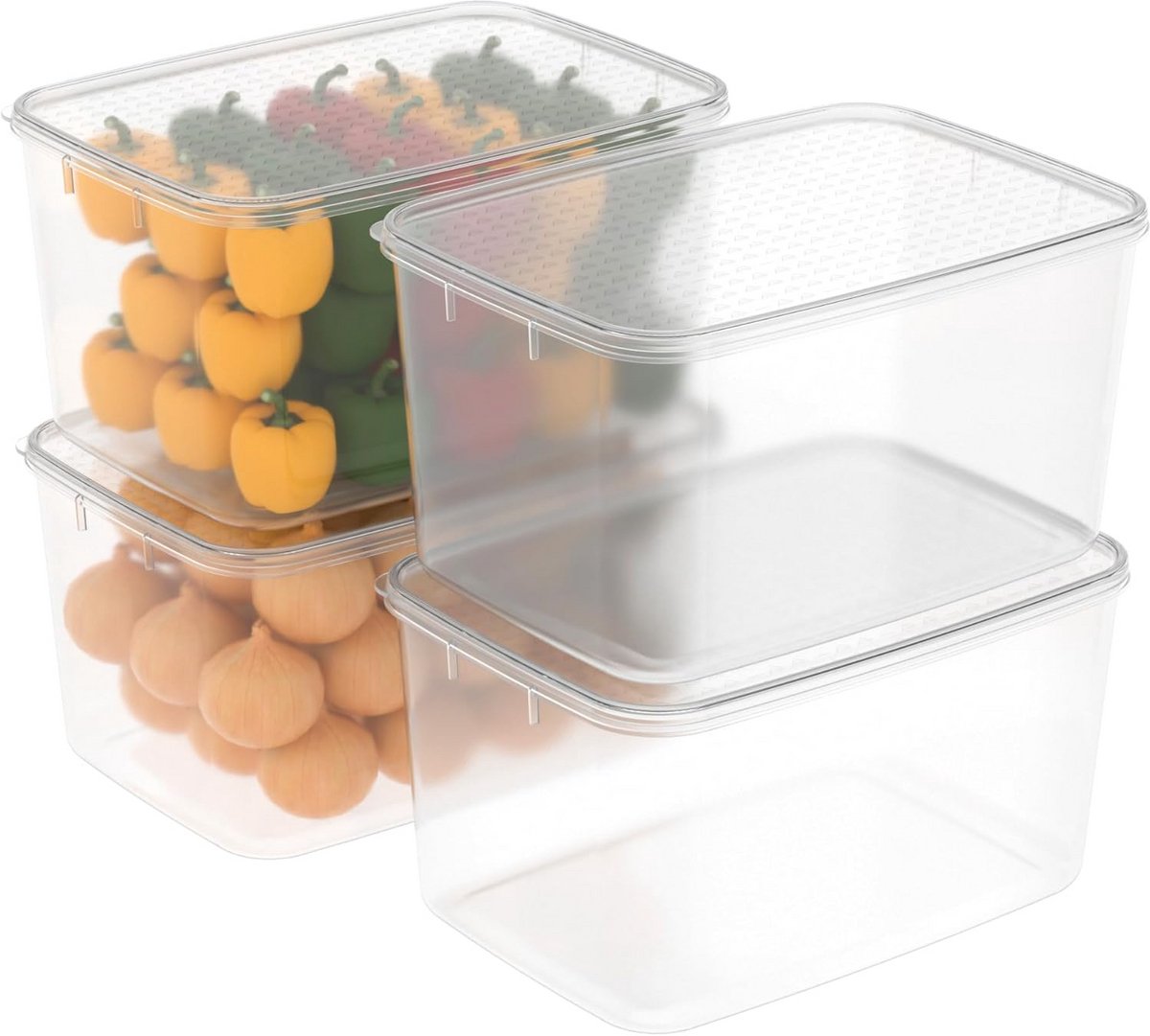 Voedselopslagcontainers 7L x 4 - Magnetron- en Vriezerbestendig - Ruimtebesparende Organizer