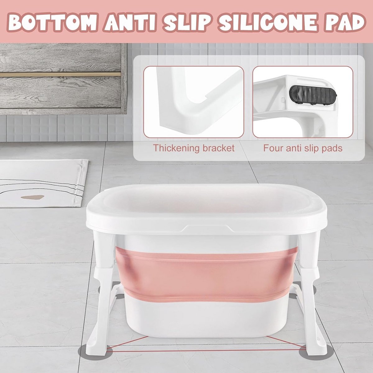 3-in-1 Opvouwbare Babybadkuip met Temperatuurmeting - Voor Baby's van 0-6 Jaar thumbnail 4