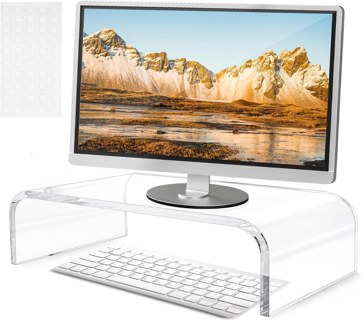 Monitor Riser - Acrylic Monitor Riser - Desk Riser voor Laptop en Computer - 34 x 19 x 10 cm - Dikte 10 mm
