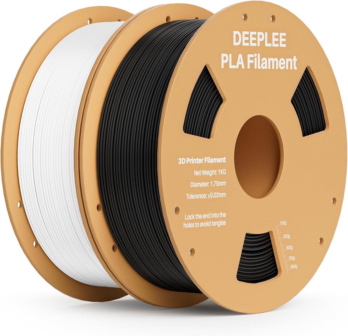 3D Printer Filament PLA 1.75 mm Set, 2 kg Zwart en Wit, Hoge Nauwkeurigheid +/- 0.03 mm