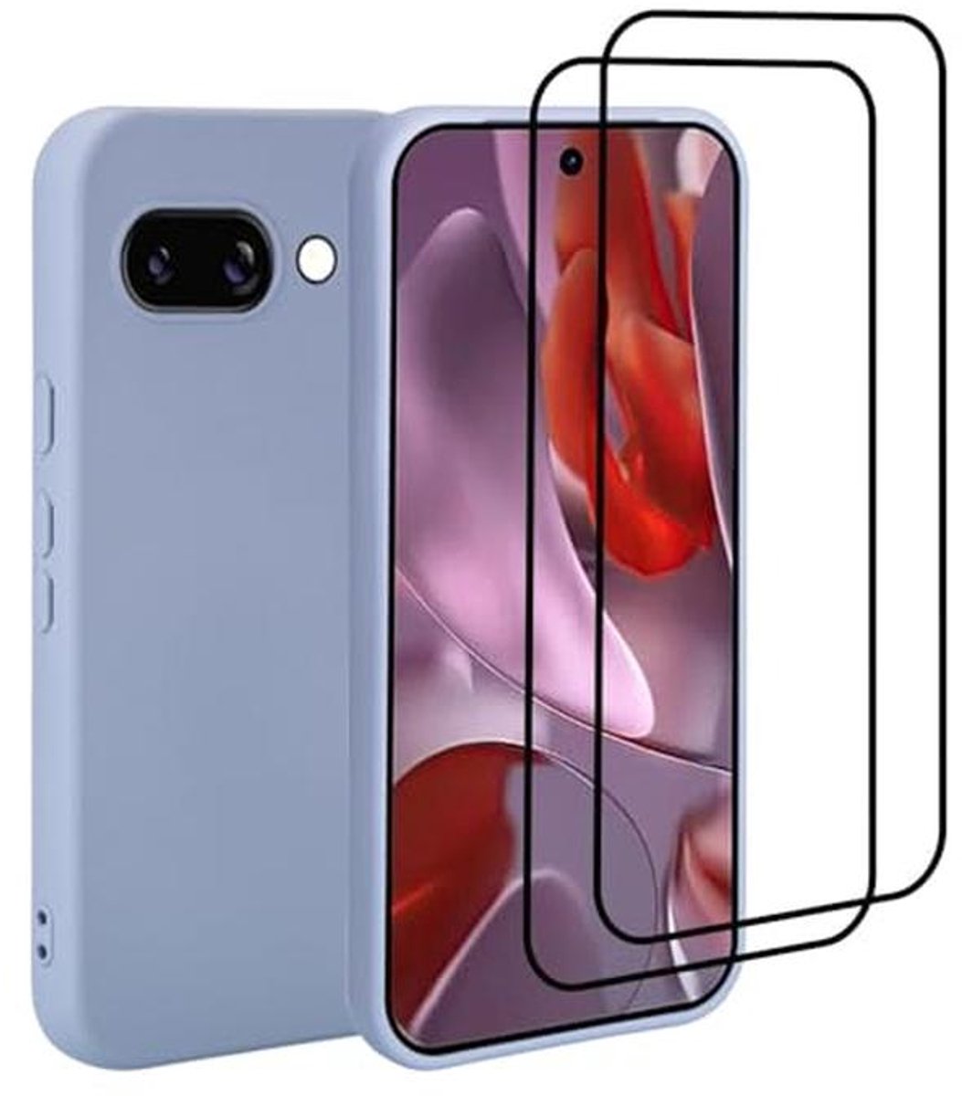 Slank Siliconen Hoesje voor Google Pixel 9a met 2 Schermbeschermers - Grijs