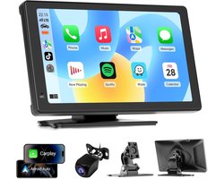 Carplay - Carplay Scherm - Apple Carplay - Android Auto - Touchscreen - Inclusief Achteruitrijcamera 7 inch Carplay Scherm voor Apple en Android Auto, Draagbare Autospeler met 1080P Achteruitrijcamera, Geschikt voor alle Auto's
