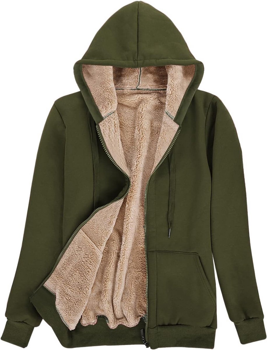 Dames Fleece Hoodie met Capuchon en Ritssluiting - Warme Winterjas