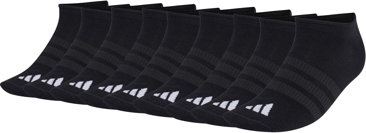 9 pairs of adidas THIN&LIGHT SPORTSWEAR NO SHOW SOCKS Zwart