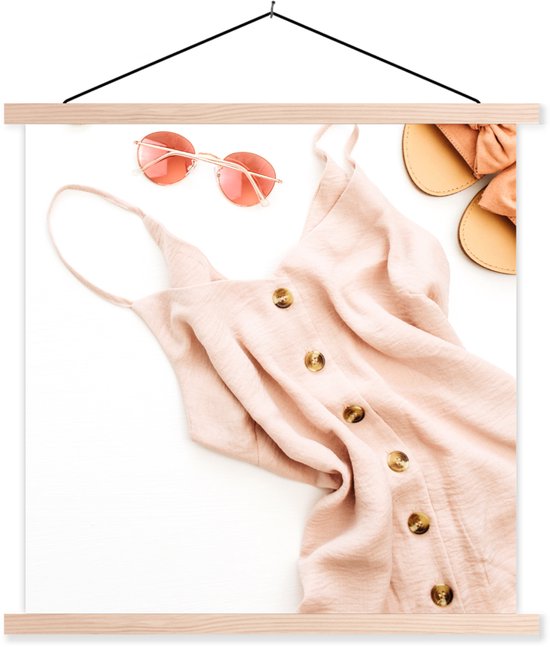 Porte-affiche avec affiche - Affiche scolaire - Lunettes de soleil - Slippers - Combinaison - 90x90 cm - lattes vierges