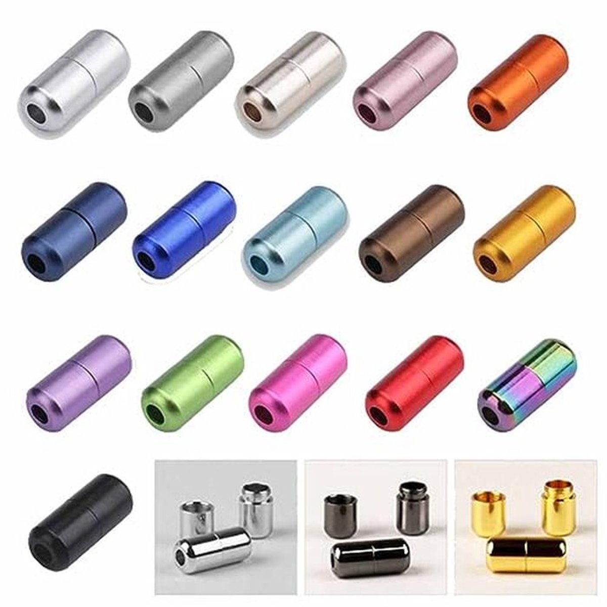 Metalen capsules voor veters - 20 stuks, elastische sluitingen voor sneakers en schoenen
