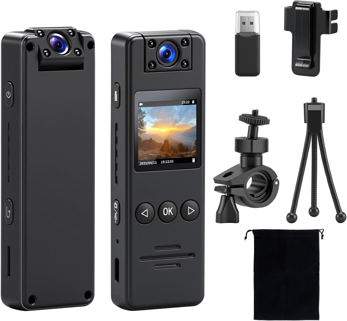 Bodycam - Action Cam - Bewegingsdetectie - 180º Draaibare Lens - Bodycam Politie - Spycam - Full HD - Zwart