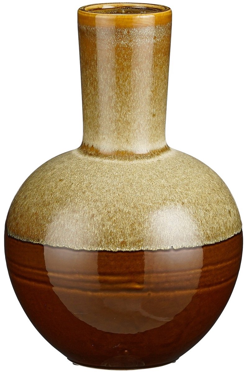 Mica Decorations Vaas Holm - Keramiek - Beige/Bruin - 28 x 42 x 28 cm (BxHxD)