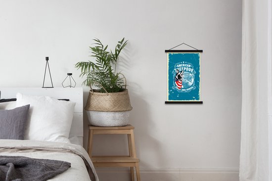 Porte-affiche avec affiche - Affiche scolaire - Vintage - Armée - Chien - 40x60 cm - Lattes noires - Cadeau Vaderdag - Cadeau - Cadeau pour lui - Astuce - Hommes