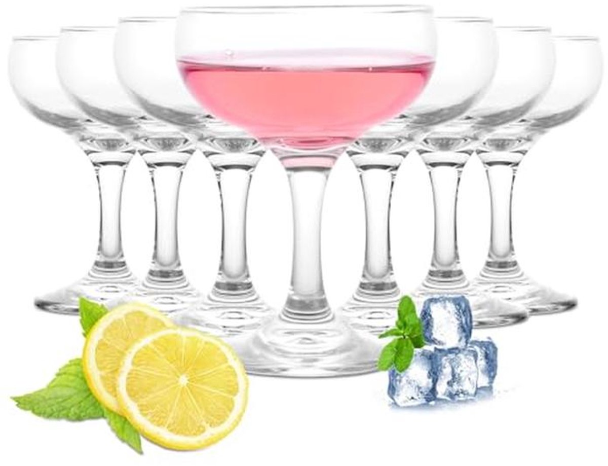 Champagneglazen voor Feest en Bruiloft - 8 Transparante Glazen van 150 ml