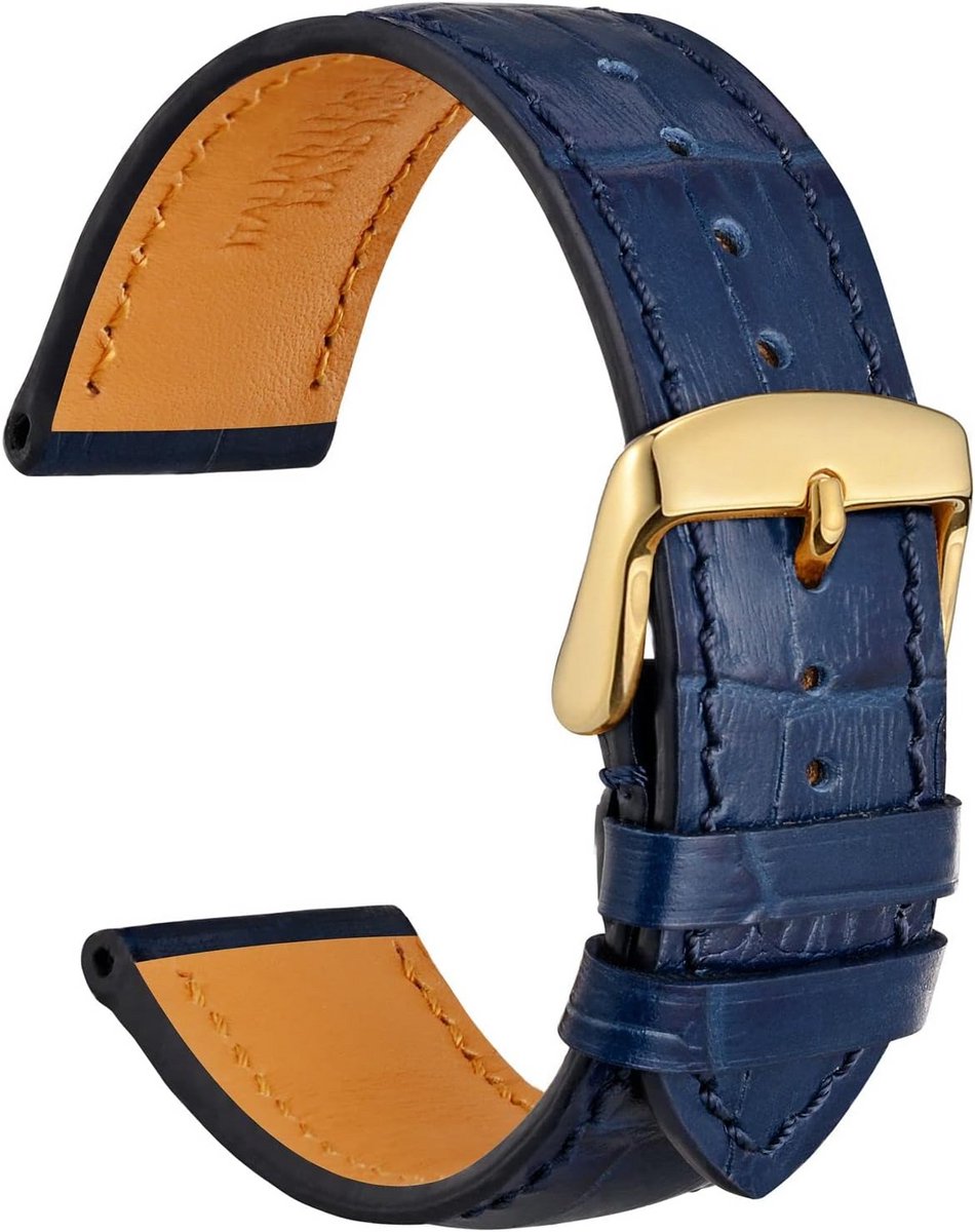 Luxe Alligator Huidnerf Leren Horlogeband met RVS Gesp - Vervangende Banden 18-22mm