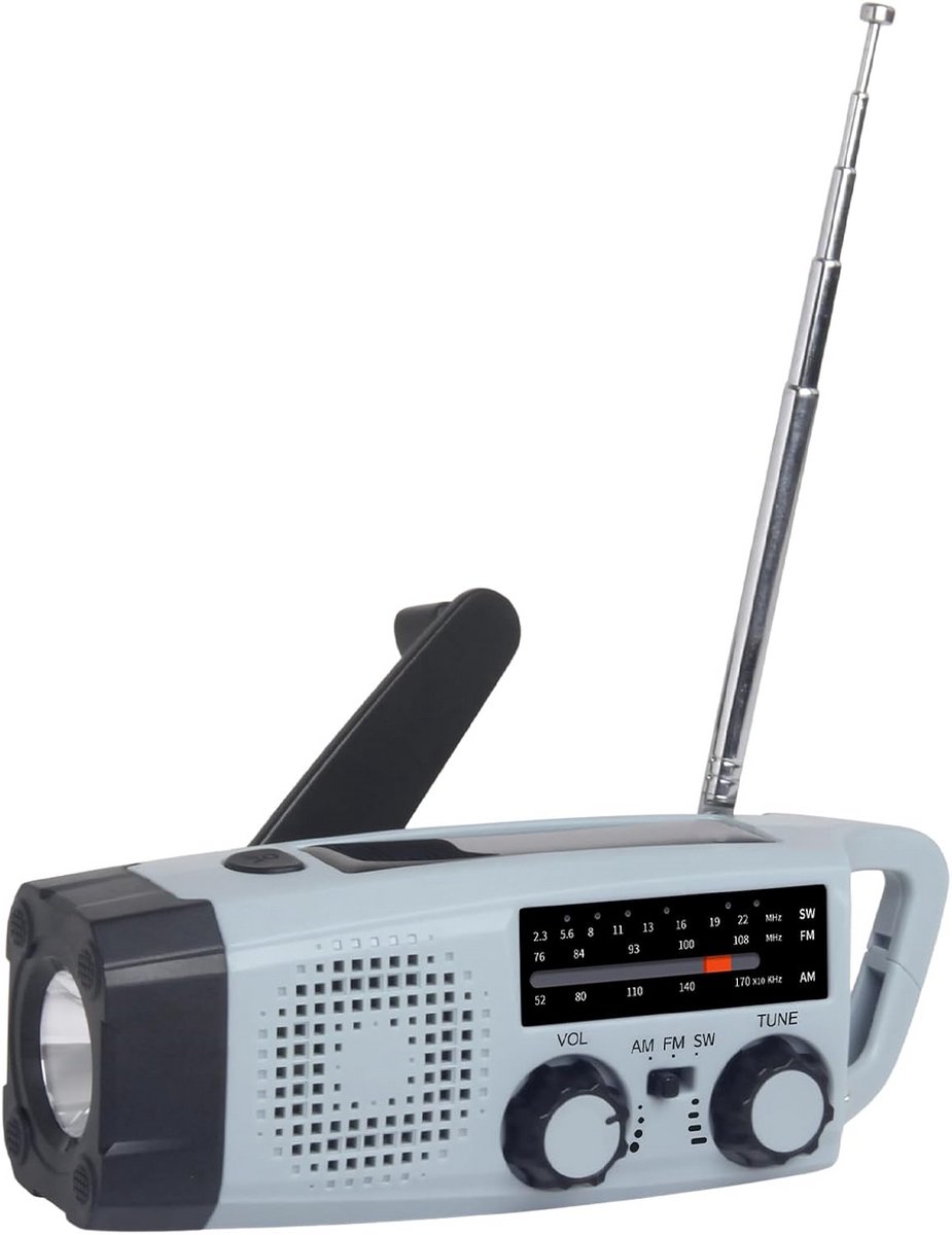 Draagbare Multifunctionele Radio met Handslinger en Zonnepaneel voor Noodgevallen en Buitenactiviteiten