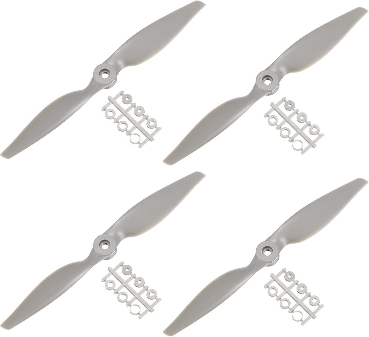 2-Blads Propeller voor RC Vliegtuigen - 10x5 Inch - Inclusief Adapterringen - Grijs - 4 Stuks