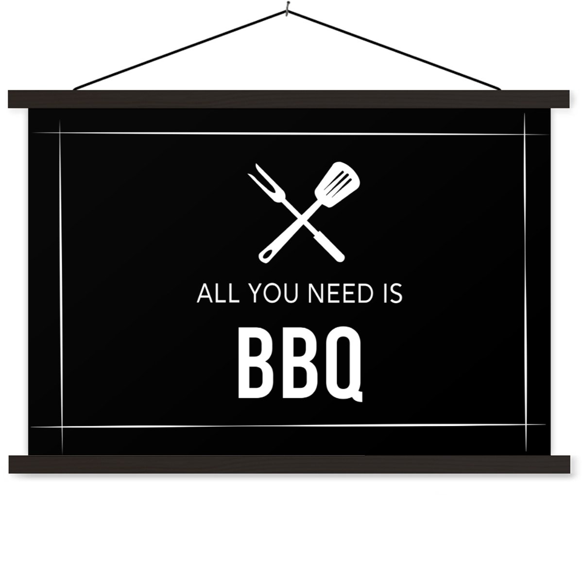 Posterhanger incl. Poster 60x40 cm - Schoolplaat - Quotes - All you need is BBQ - Spreuken