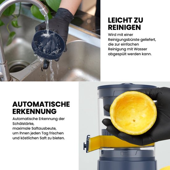 Presse-agrumes électrique - Silencieux et compact - Avec couvercle, système anti-goutte, rotation automatique et rangement du cordon - Pour orange, Citroen, citron vert van Merkloos — afbeelding 4