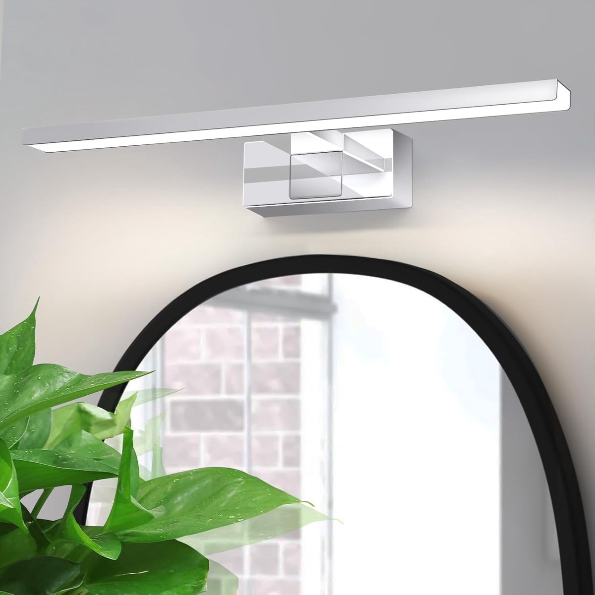 Glitzerlife Wandspots - Badkamerwandlamp - 8W LED - IP44 waterdicht - 4000K neutraal wit licht - Aluminium en kunststof - Ø40cm - Chrom - Woonkamer gang verlichting Chroomkleurig-40cm
