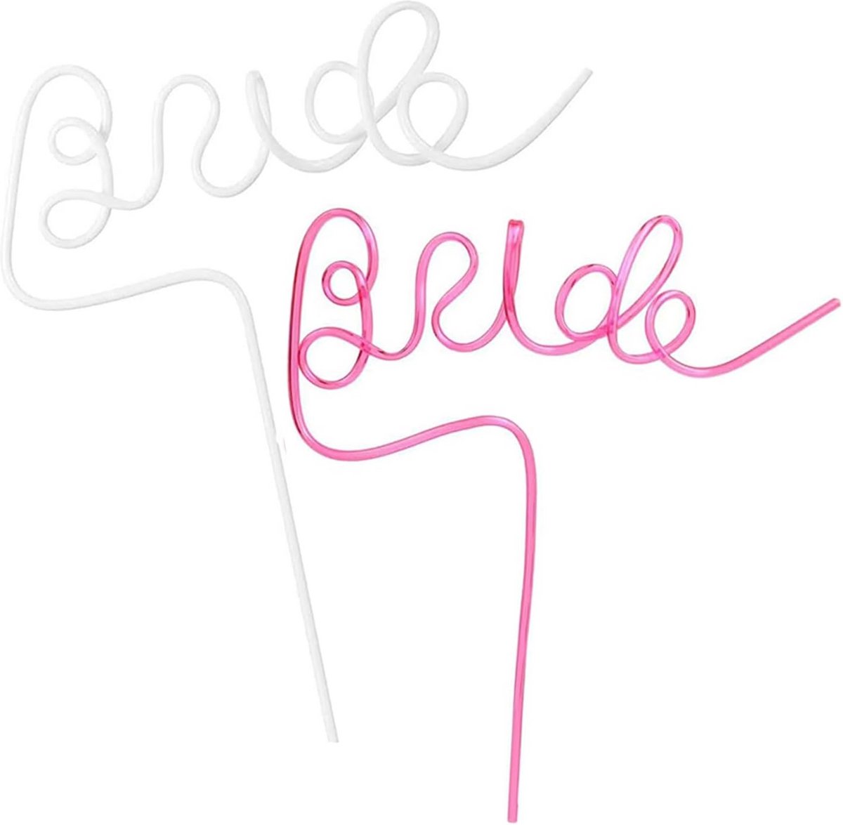 2x Herbruikbare Rietjes voor Bruid & Bruidsfeest - Wit & Roze