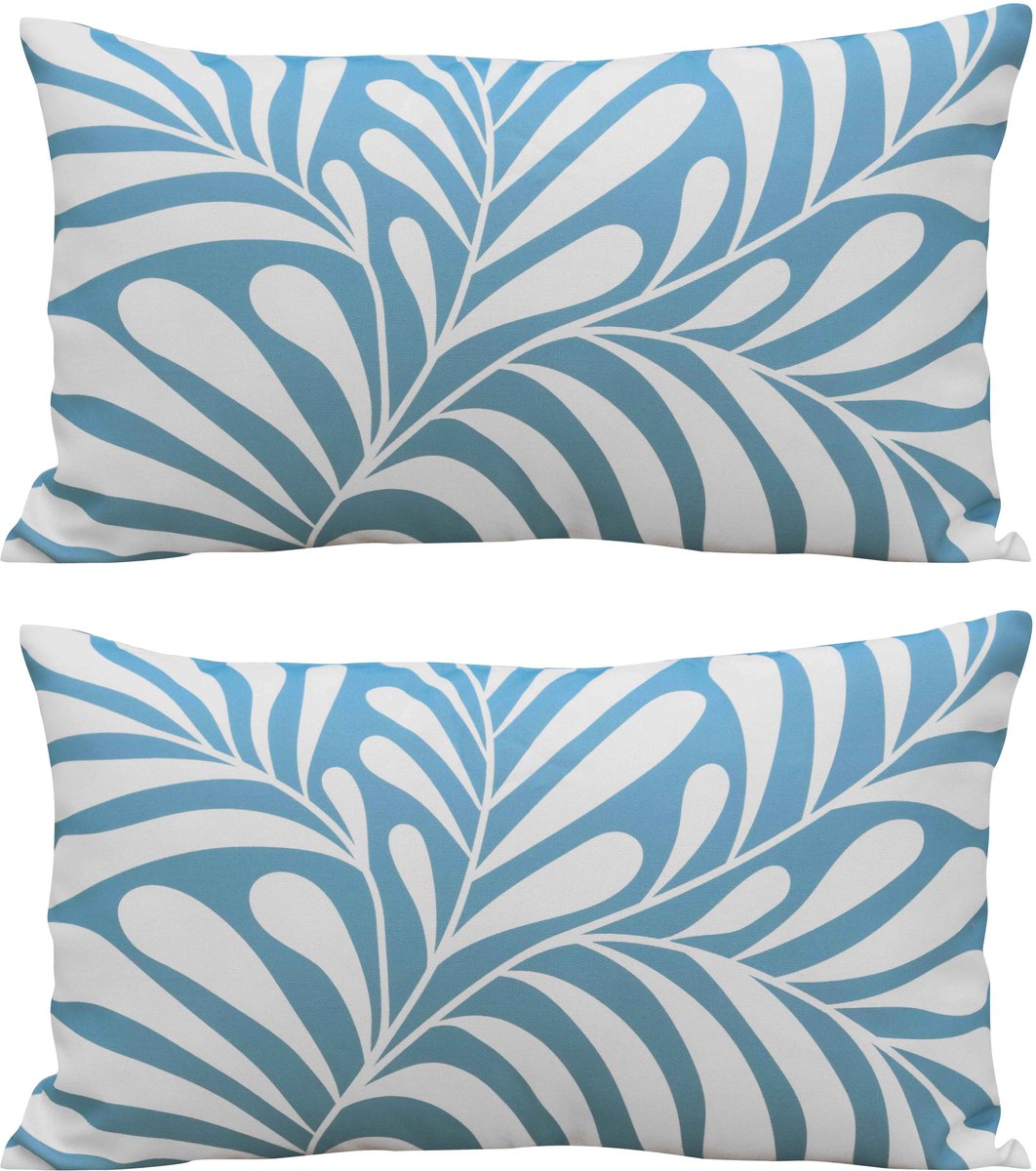 Oviala - Set van 2 rechthoekige lichtblauwe kussens, 50 x 30 cm - Pipa