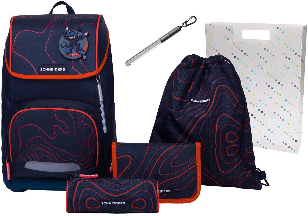 Schneiders schooltas vrijetijdsrugzak Ergoplus 2in1 Schulranzen Set 7-delig 22L Ninja Revenge donkerblauw