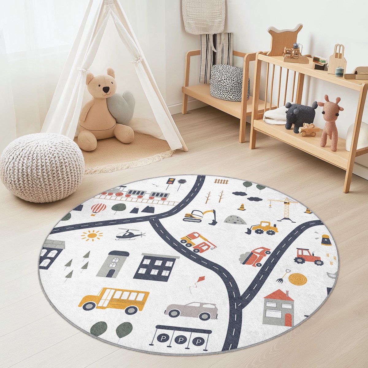 Mila Home - Kindertapijt Rond - Vloerkleed Kinderkamer Tapijt - Speeltapijt - Wasbaar - Antislip - OEKO-TEX Gecertificeerd - 387 1