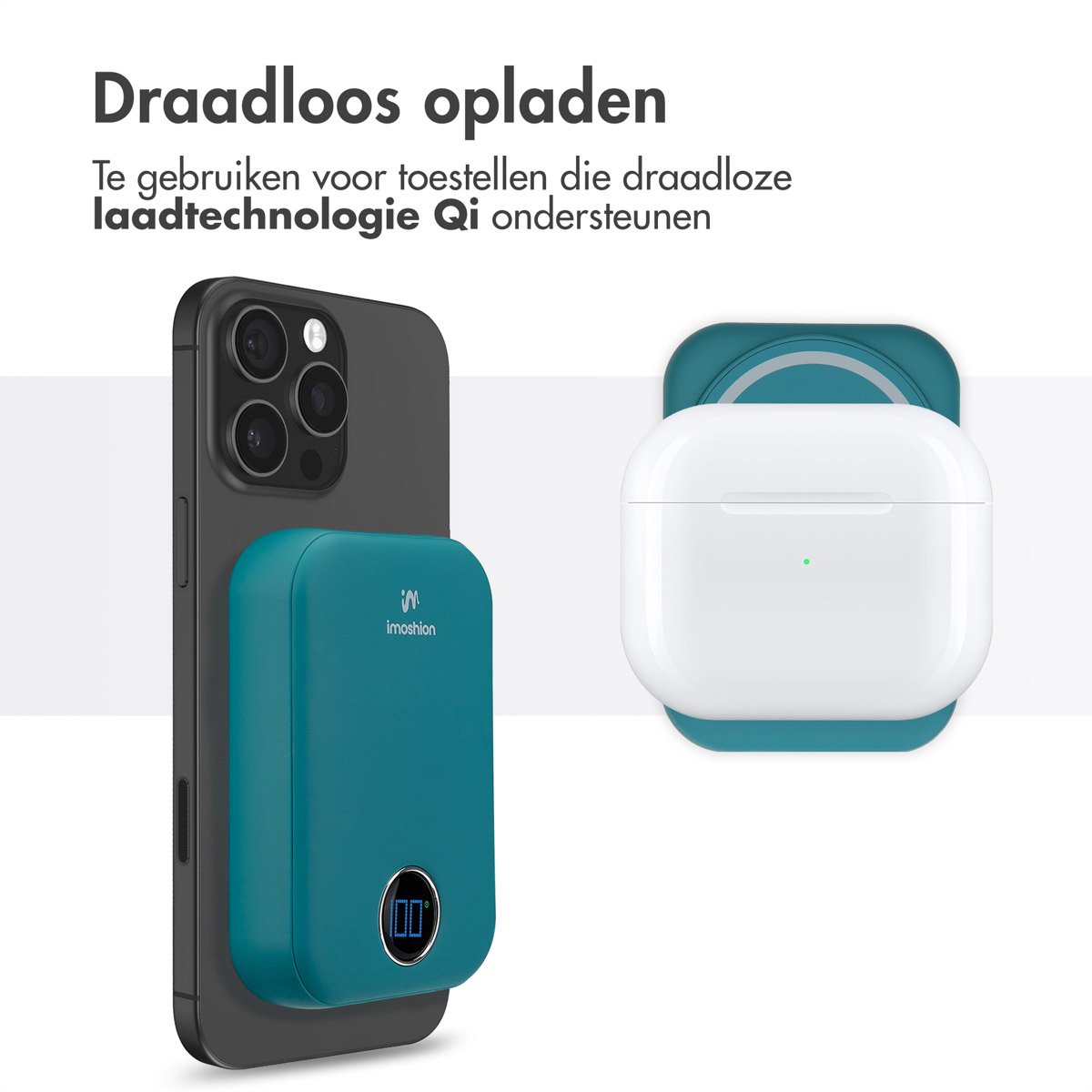 imoshion Draadloze Powerbank 10000 mAh Groen 22.5W Snellader - afbeelding 3