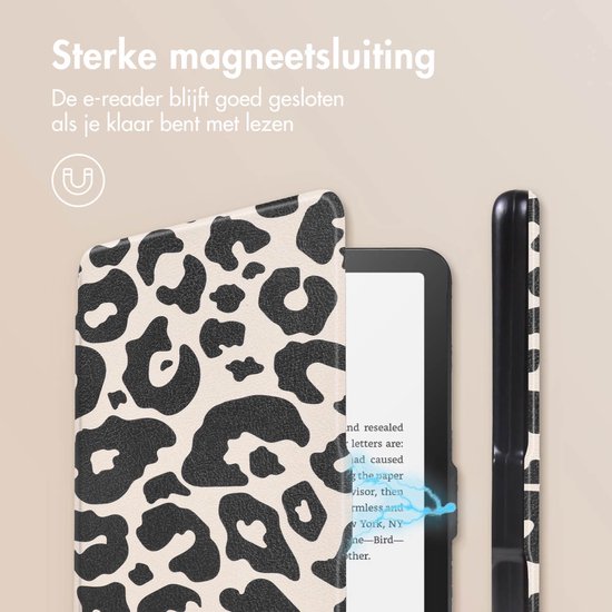 imoshion E-reader Hoesje - Geschikt voor Amazon Kindle Colorsoft Signature edition (2024), Amazon Kindle Paperwhite (2024), Amazon Kindle Paperwhite Signature Edition (2024) - Design Sleepcover Bookcase - Leopard van iMoshion — afbeelding 4