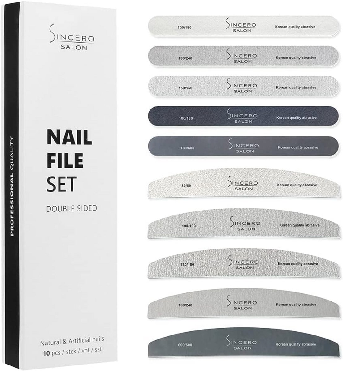 Nail Files Set 10PCS Dubbelzijdig Voor Natuurlijke en Acrylnagels - Professionele Kwaliteit - Duurzaam en Comfortabel