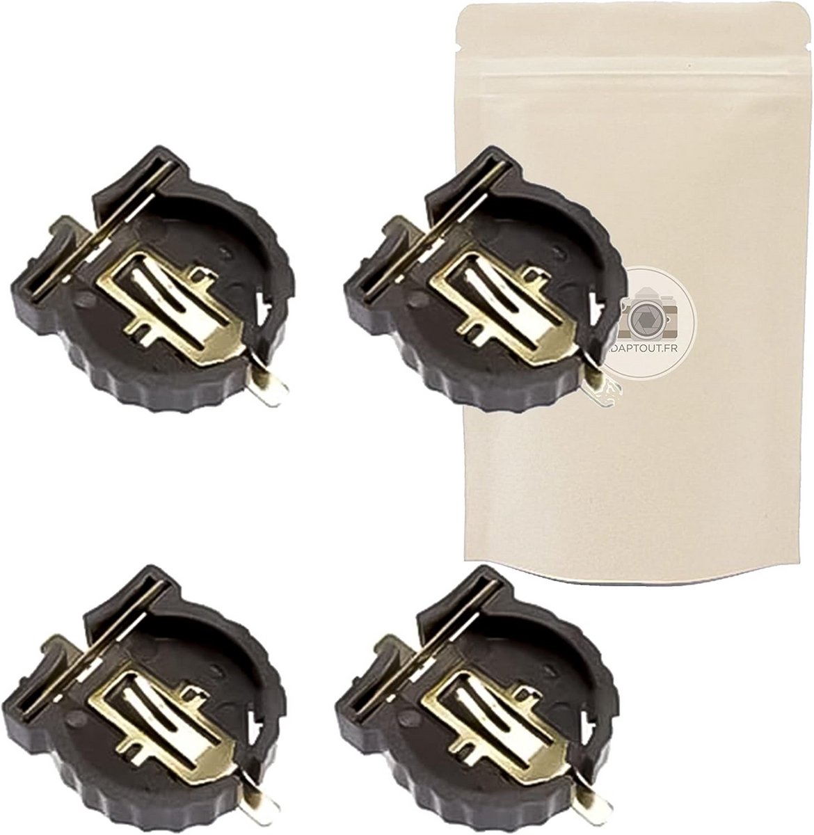 4x Batterijhouder CR1220 3V voor PCB Montage - Soldeerbare Lithium Knoopcel Clip