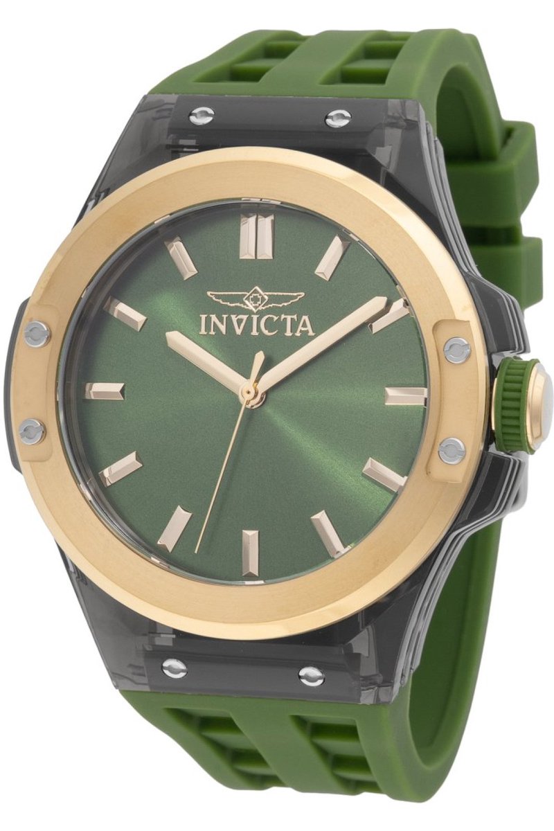 Invicta Sea Base 50016 Heren Horloge - Waterdicht - Analoog - Quartz Uurwerk - Plastic met groene Wijzerplaat - 45mm
