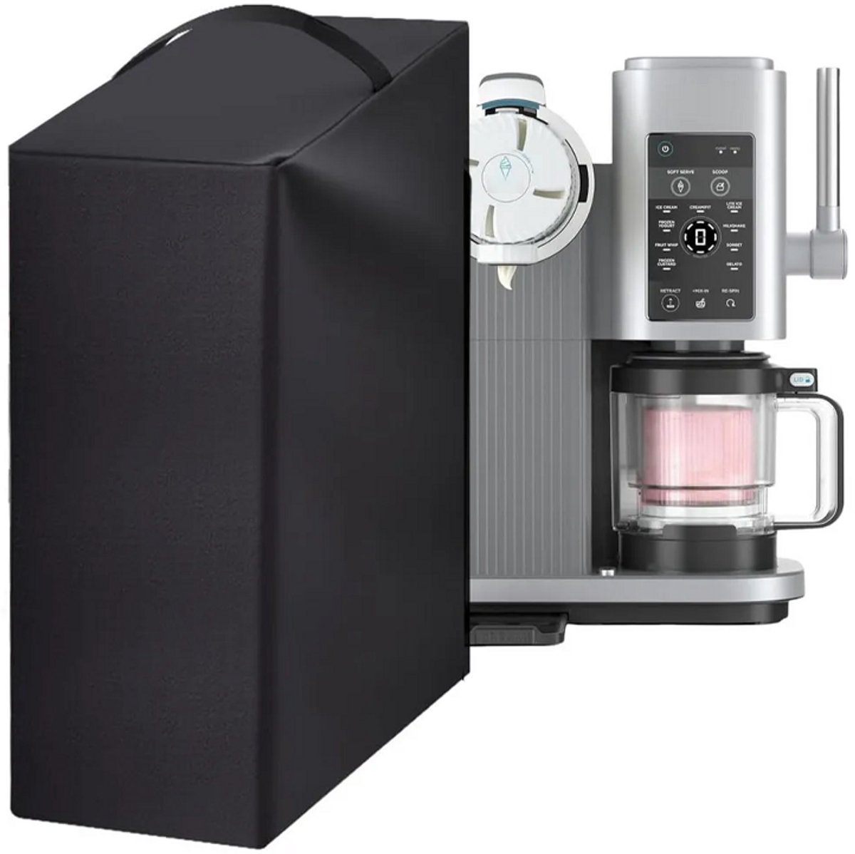 Deze stofhoes Geschikt voor de ijsmachine, gemaakt van 600D Oxford-stof, meet 43x27x46 cm en is geschikt voor de Ninja Swirl Creami NC701 softijsmachine.