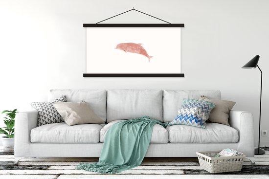 Porte-affiche avec affiche - Affiche scolaire - Dauphin - Mer - Aquarelle - 150x75 cm - Lattes noires