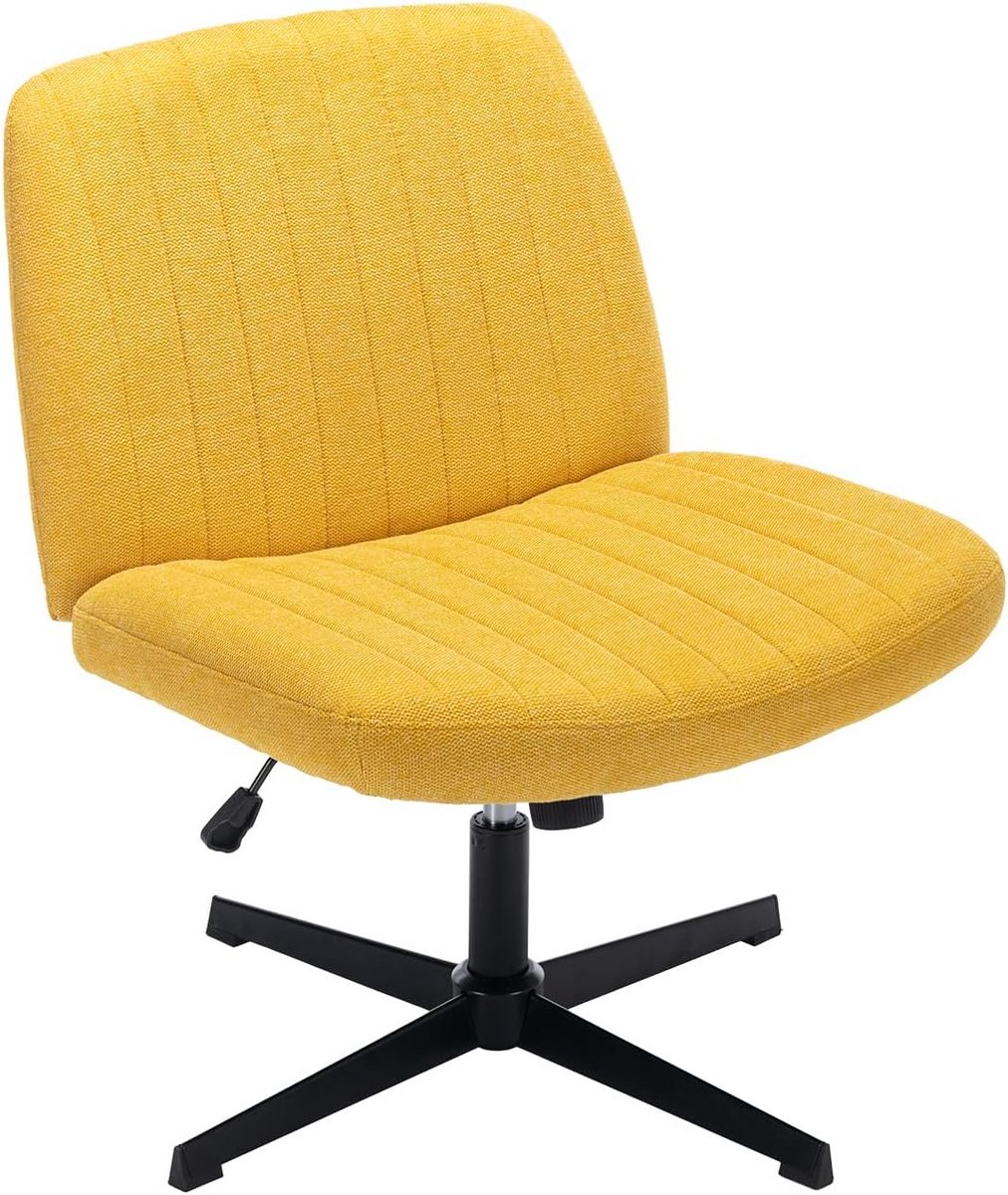 Brede Ergonomische Bureaustoel met Kantelfunctie voor Thuiswerken en Gaming Stoel Geel