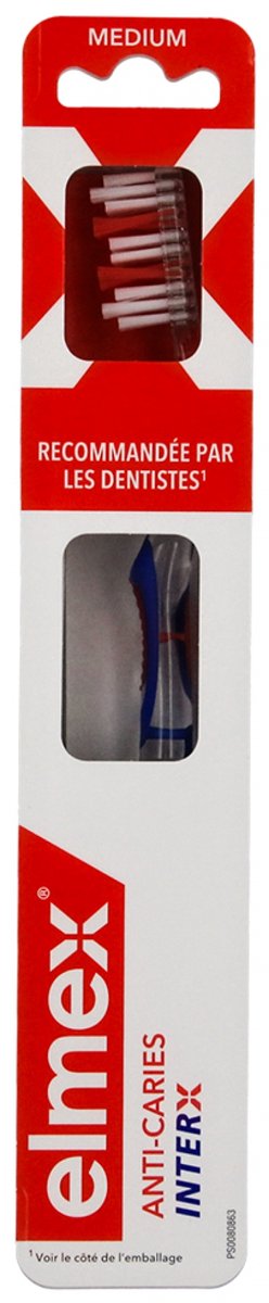 Elmex Cariësbeschermende Tandenborstel InterX Medium (Kleur : Blauw)