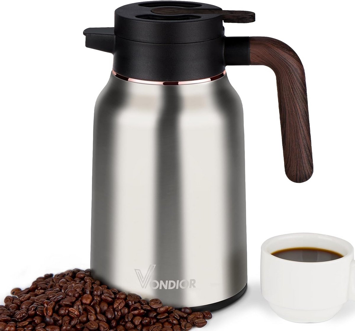 Isolerende Koffiekan van Roestvrij Staal voor Warm en Koud Behoud (1 Liter)
