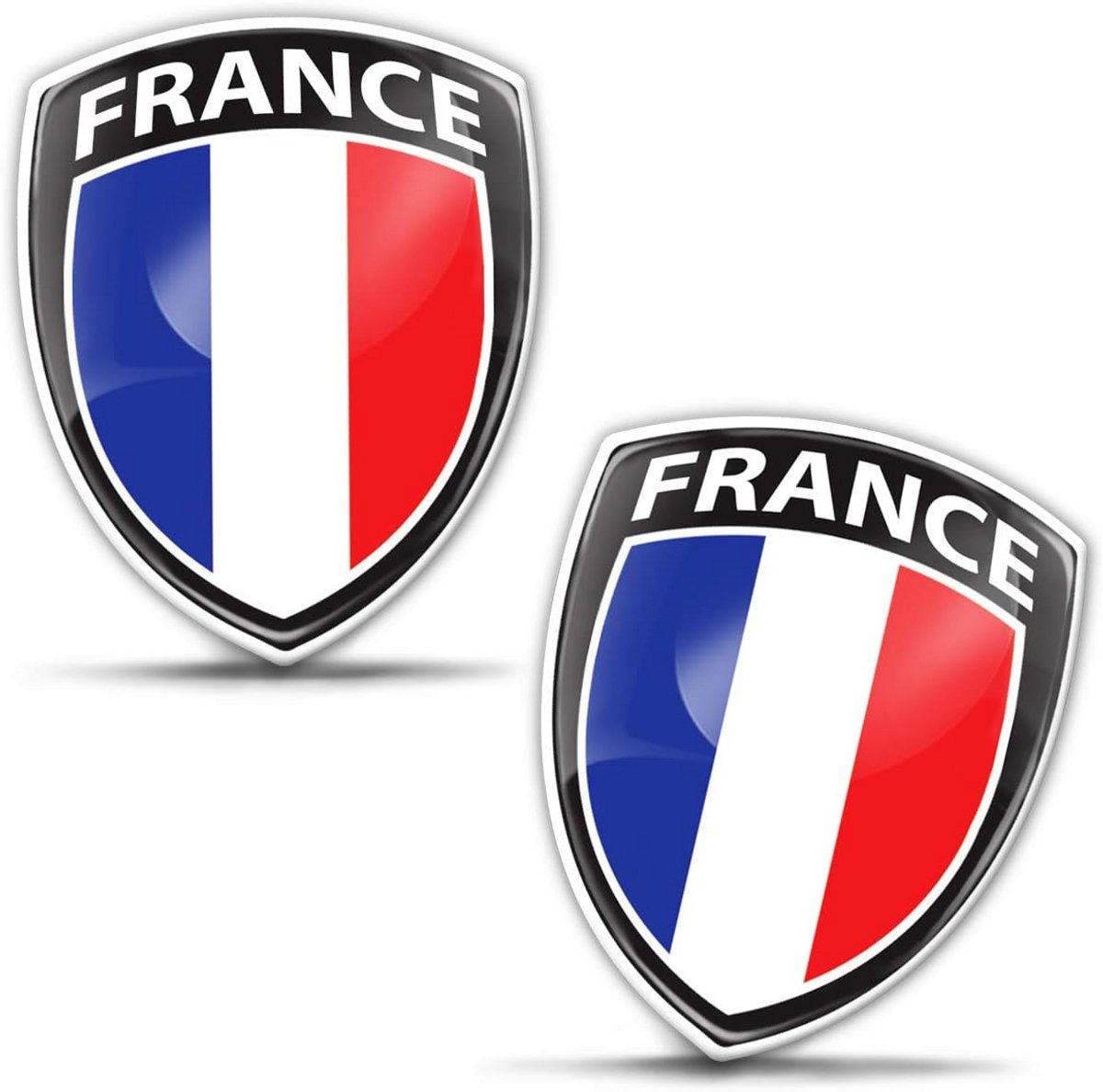 Set van 2x 3D Gel Siliconen Stickers (Vlag Frankrijk) - Auto, Motor, Fiets, Laptop Decoratie