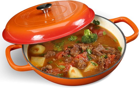 Navaris gietijzeren braadpan met deksel - Dutch oven - Geëmailleerde