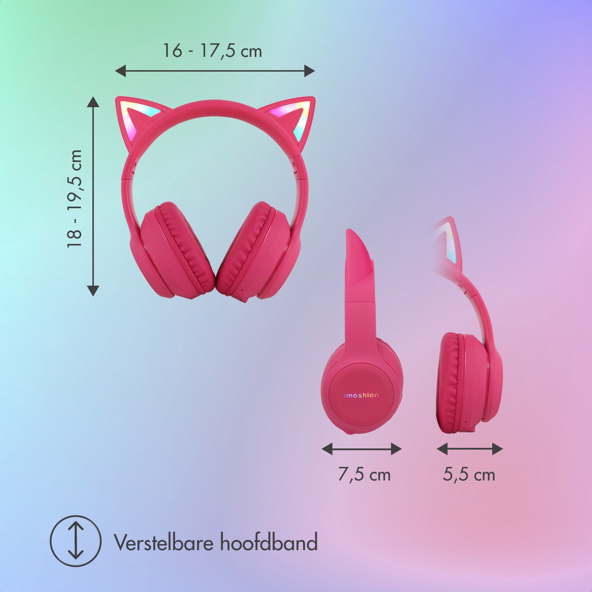 imoshion Kinder Koptelefoon Kattenoortjes - Bluetooth en Decibelbegrenzer - Draadloze Koptelefoon Kinderen — afbeelding 3