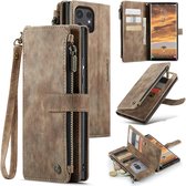 CaseMe – Telefoonhoesje geschikt voor Samsung Galaxy S24 Ultra – Wallet Rits Book Case – Magnetische Sluiting & Portemonnee – PU Leer – Bruin