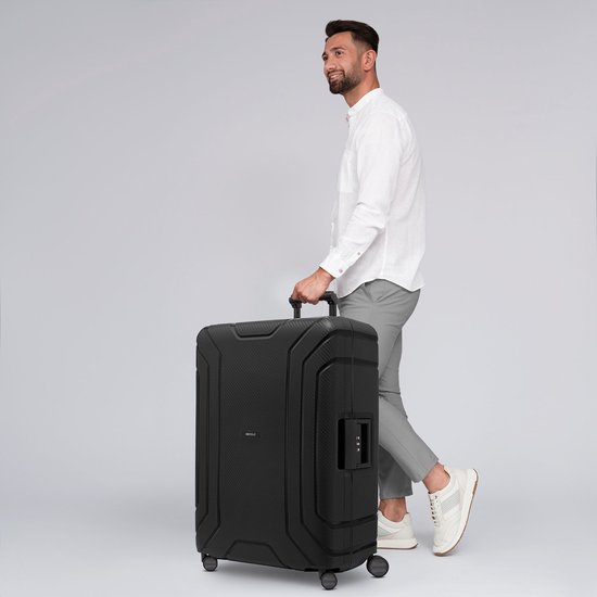 Redolz Essentials 15 4-wiel trolley 75 cm met driepuntsbevestiging - Harde bagage - TSA slot - deep black