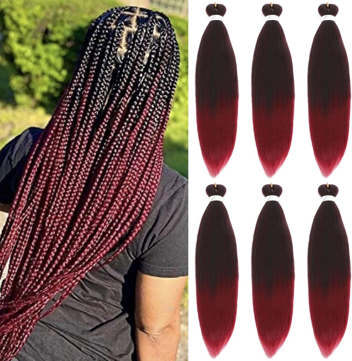 6 Stuks Voorgestrekt Vlechthaar 66 cm Yaki Textuur voor Crochet Braids en Twists