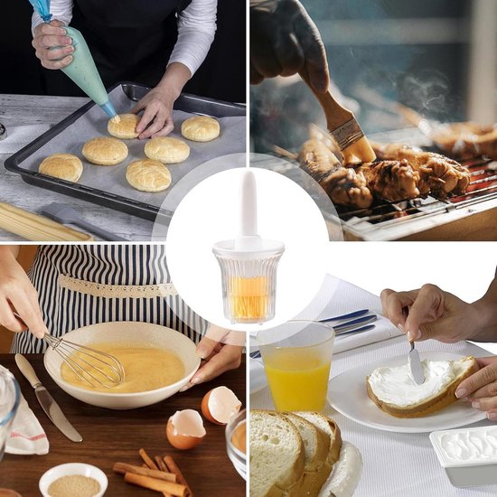 Oliefles met siliconen borstel, 2-in-1 oliedispenserfles, siliconen basting kwast, draagbaar BBQ-gereedschap, OIIL container voor koken, keukengerei voor bakken en grillen — afbeelding 3