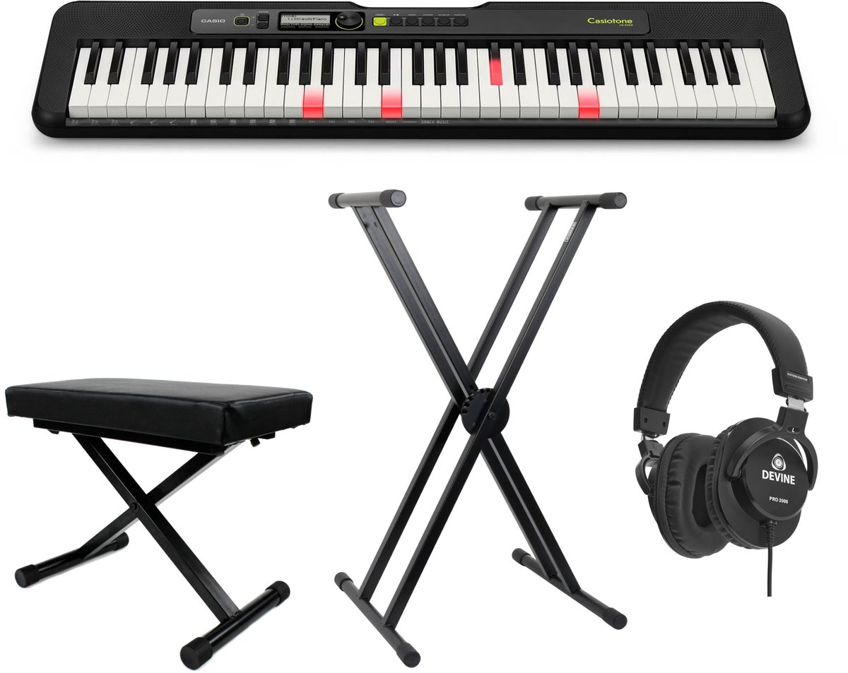 Casio LK-S250 Casiotone Black keyboard starterset Deluxe