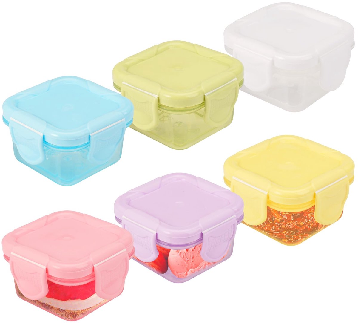 Unyqoos® Set van 6 compacte herbruikbare voedselcontainers met lekvrij deksel