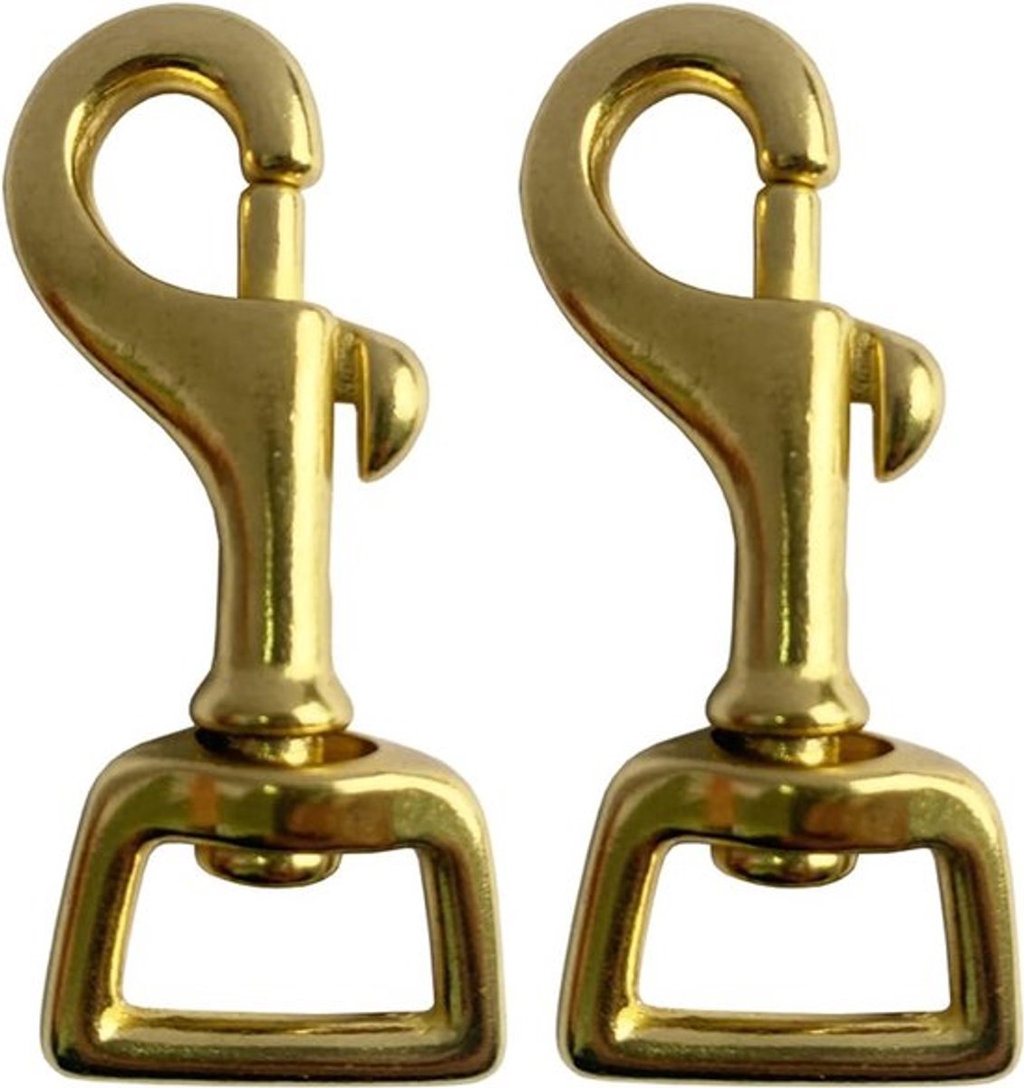 Messing zwenkbare karabijnhaak met draaischarnier voor hondenriem hondenhalsband tassen tasriem sleutelhanger rugzak accessoires (16 mm) - Set van 2