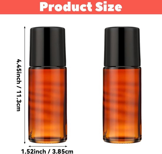 Ronte - Essentiële Olie Roller Flessen 2 Stuks 50ml - Hervulbare Rollerball Containers - Geur Lege Fles voor Cosmetica & Parfum van Ronte — afbeelding 2