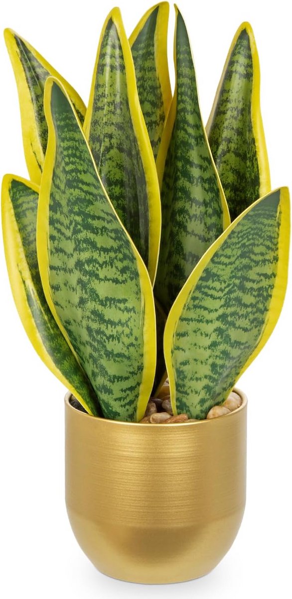 Kunstplant Sansevieria in Gegalvaniseerde Stalen Pot – Klassieke Kunst-Slangenplant voor B