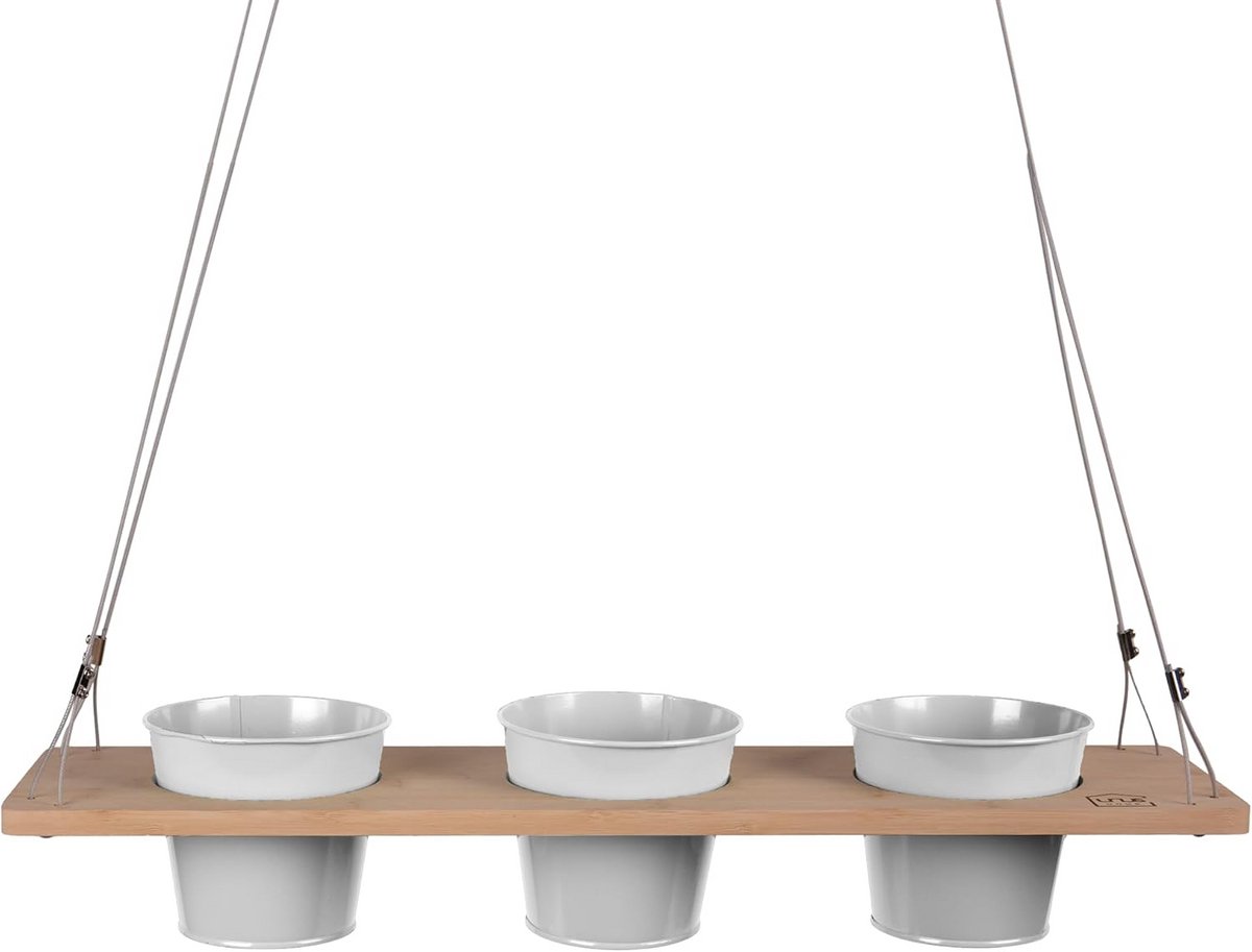Kruidenbaar uit Bamboe, 60 x 16 cm, met Draadtouwhoogte voor Keuken, Balkon en Terras